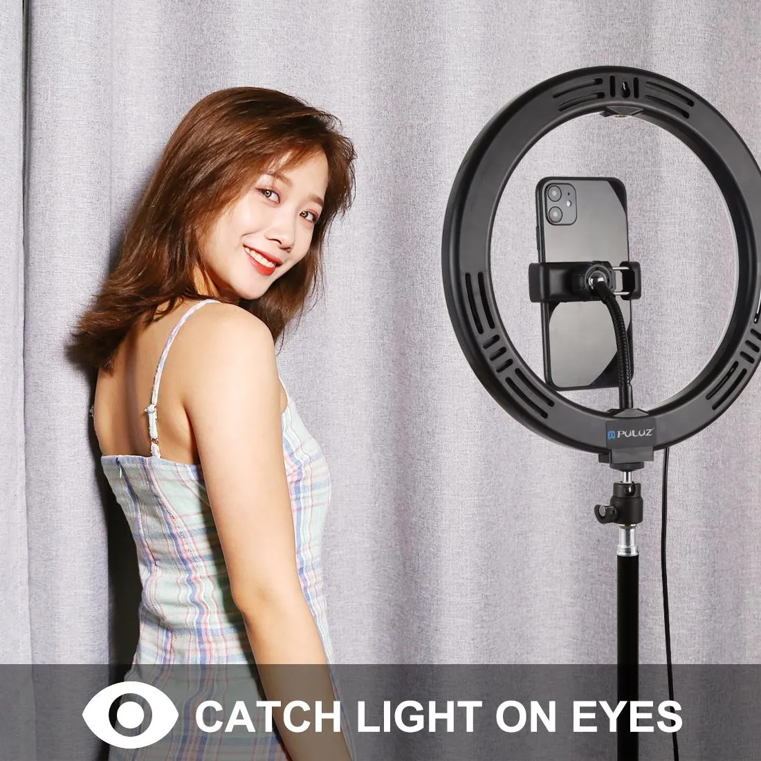 10.2" Ring Light with Tripod | USB | 3 Modes | Dual Colour Diffuse Light | Phone Clamp with Remote | Black
