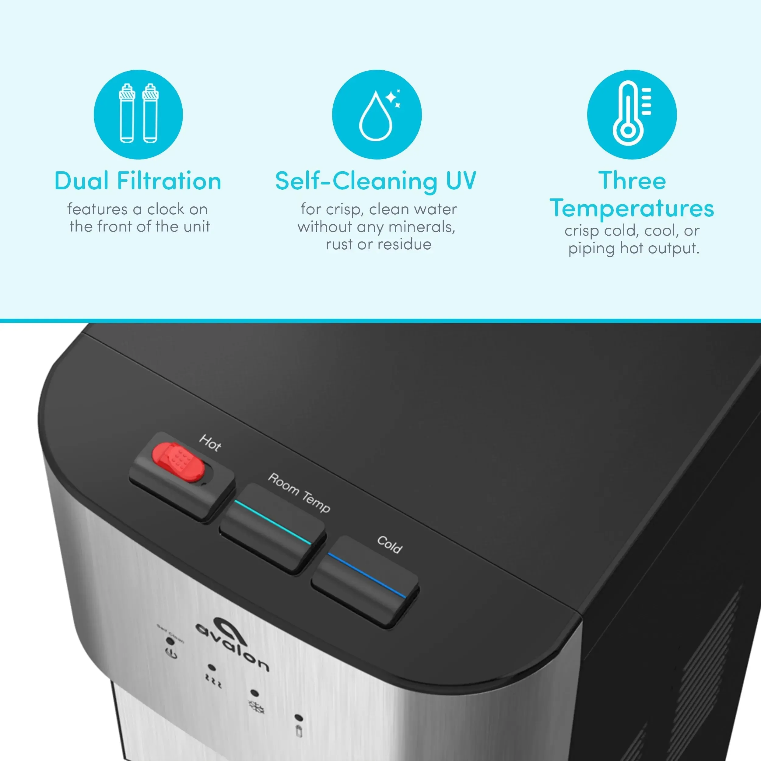 Avalon Self Cleaning Bottleless Water Cooler Dispenser 3 Temperatures