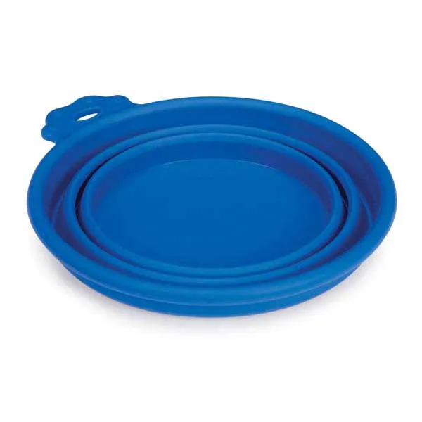 Bend-A-Bowl Silicone Travel Bowl for Pets and People - Blue
