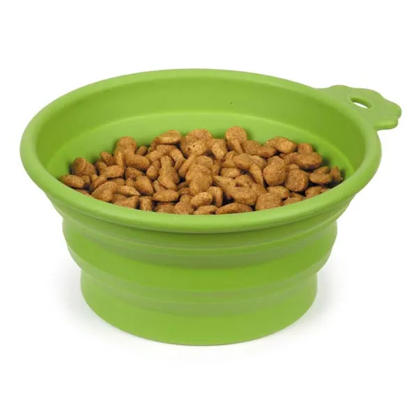 Bend-A-Bowl Silicone Travel Bowl for Pets and People - Green