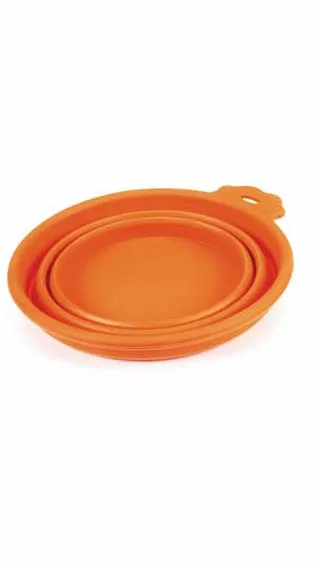 Bend-A-Bowl Silicone Travel Bowl for Pets and People - Orange