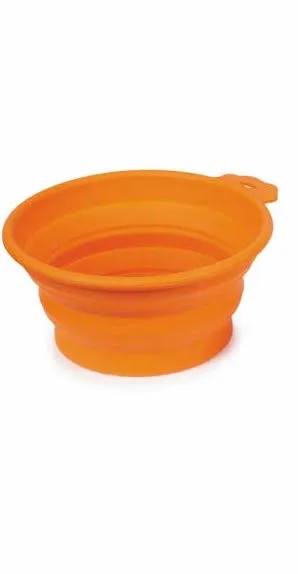 Bend-A-Bowl Silicone Travel Bowl for Pets and People - Orange