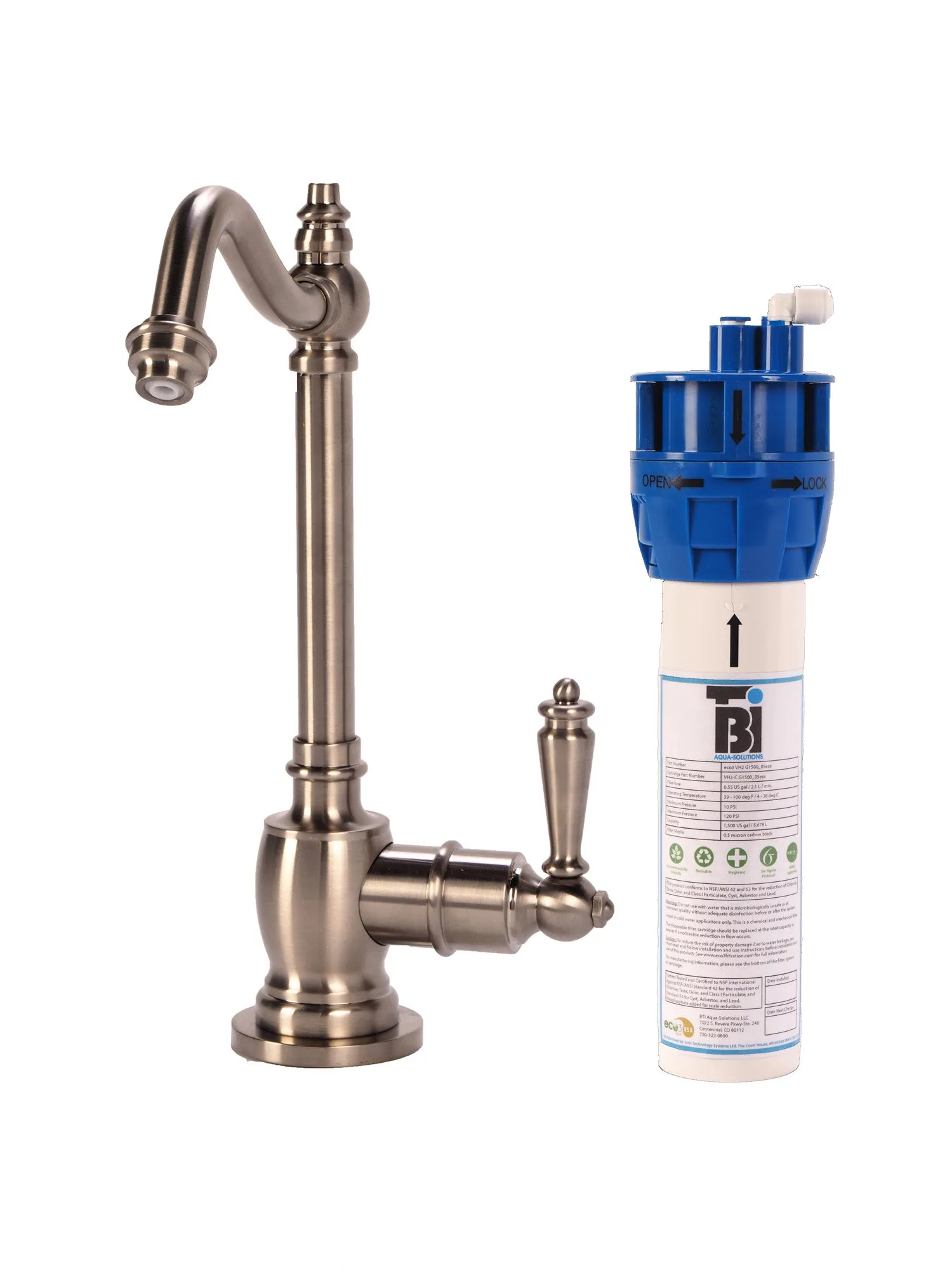 BTI FL-C2100 Traditional Hook Spout Cold Only Filtration Faucet with Filtration System