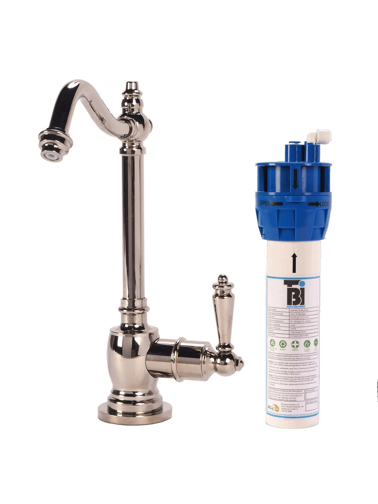 BTI FL-C2100 Traditional Hook Spout Cold Only Filtration Faucet with Filtration System