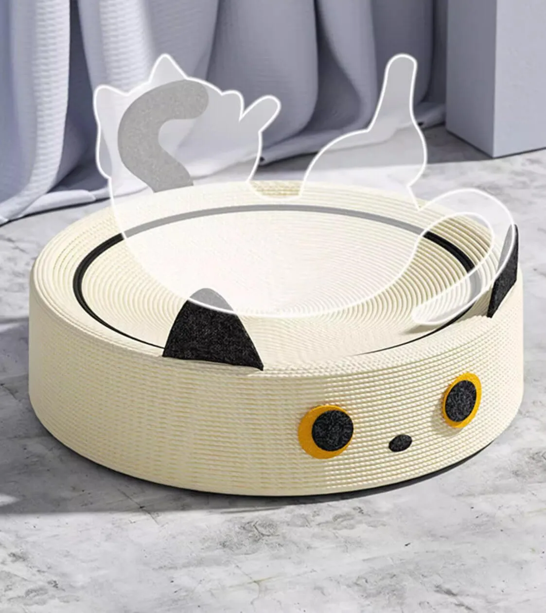 Cartoon Design Cat Sisal Scratcher Wear-Resistant Round Bed