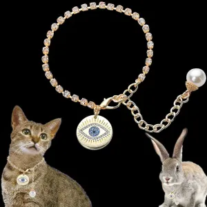 Cat Eye Pendant Dog Accessories Neck Wear Adjustable Chain Pet Dog Collar