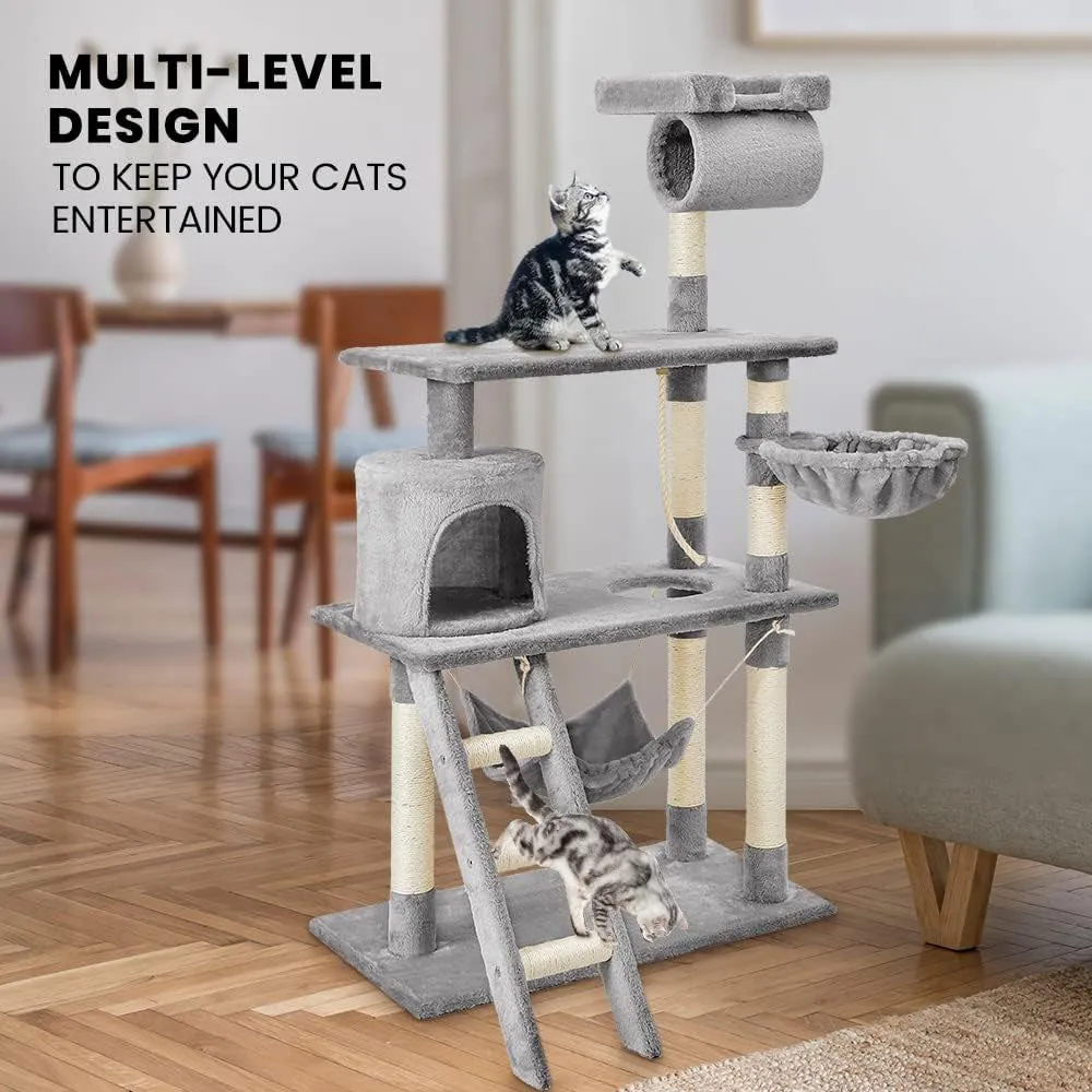Cat Tree Scratching Post Scratcher Tower Toys Condo House Wood Furniture Bed Stand - light grey