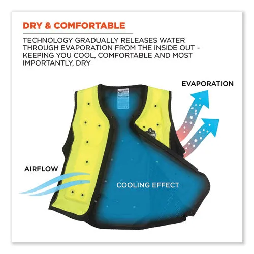 Chill-its 6685 Premium Dry Evaporative Cooling Vest With Zipper, Nylon, 3x-large, Lime, Ships In 1-3 Business Days