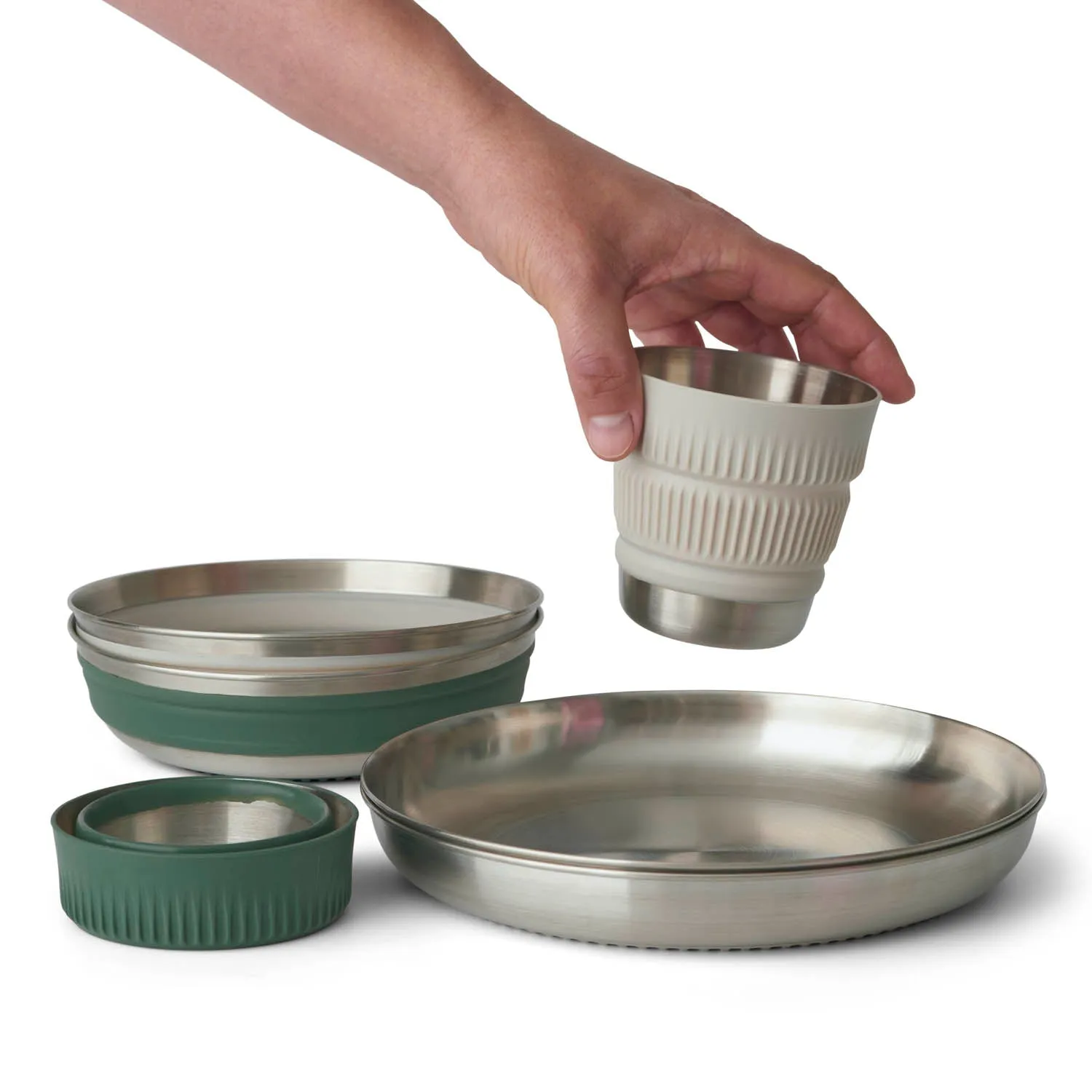 Detour Stainless Steel Collapsible Dinnerware Set - (6 Piece) (Like New)
