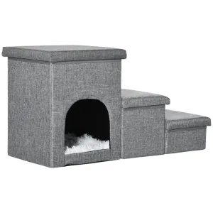 Dog Steps for Bed - PawHut 3 Step Grey Storage Unit