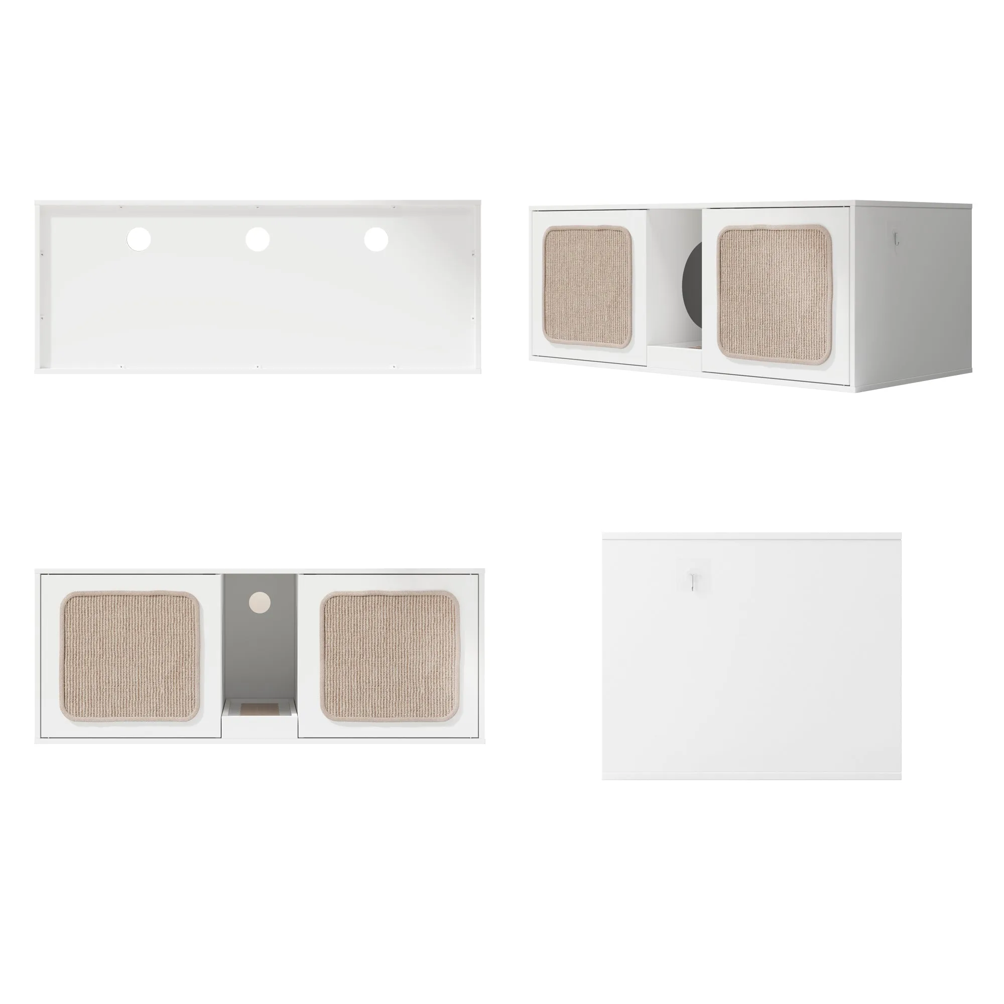 Double Cat Litter Box Enclosure with Sisal Doors and Storage