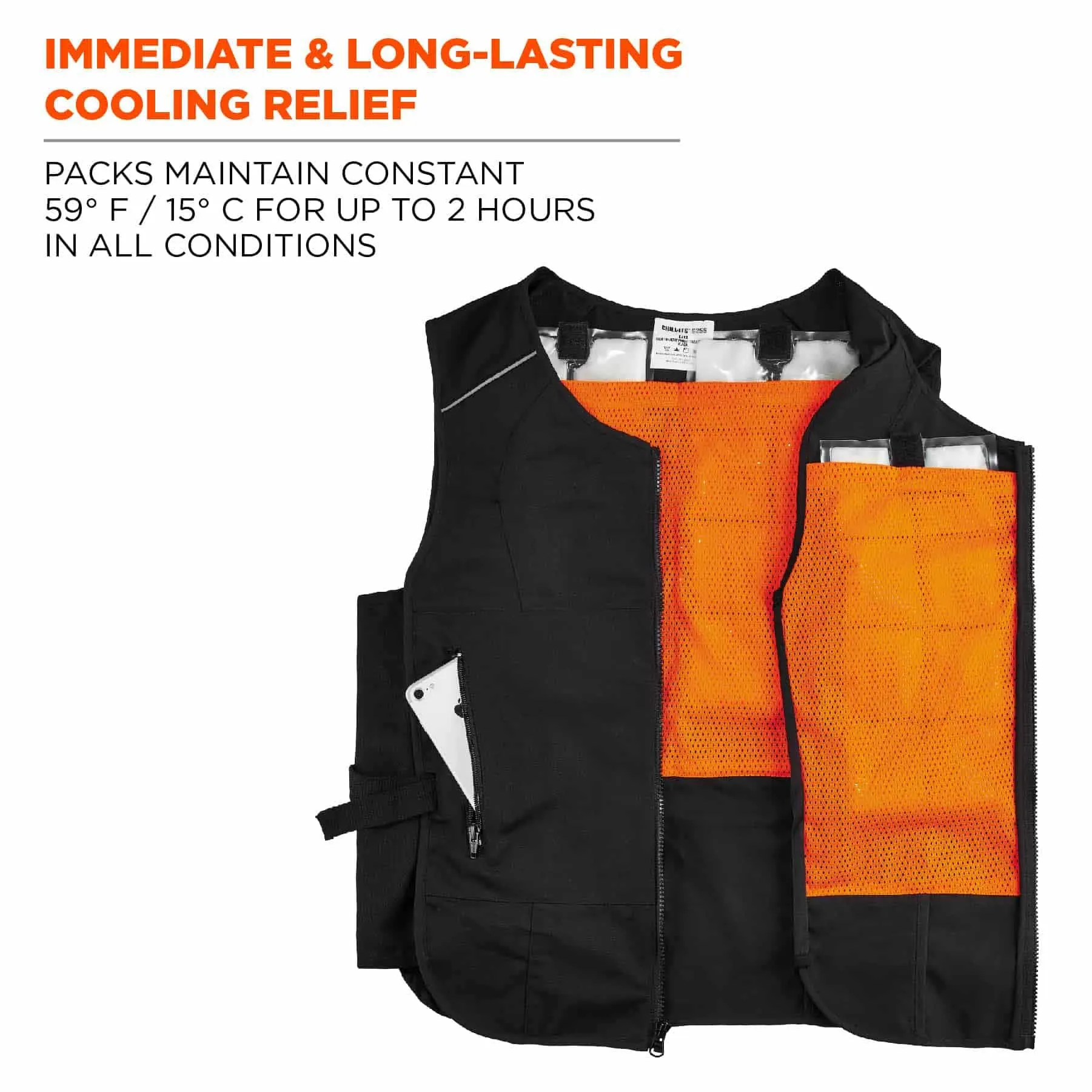 Ergodyne 12135 6260 L/XL Black Lightweight Phase Change Cooling Vest   Packs