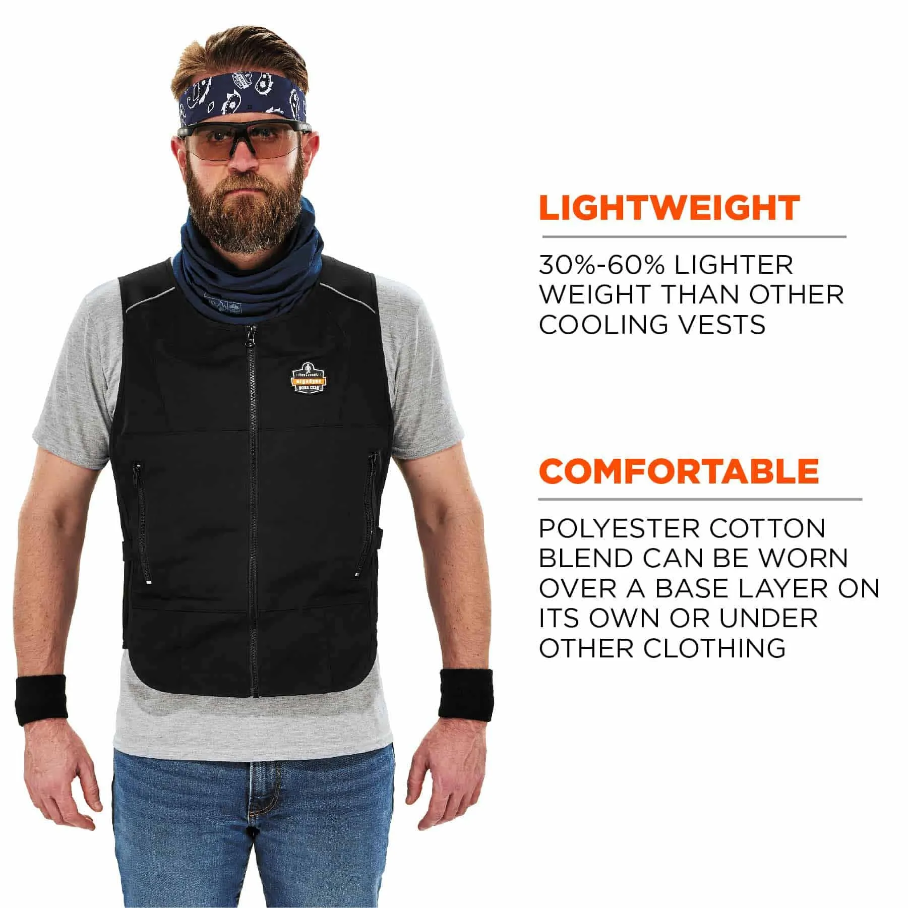 Ergodyne 12135 6260 L/XL Black Lightweight Phase Change Cooling Vest   Packs