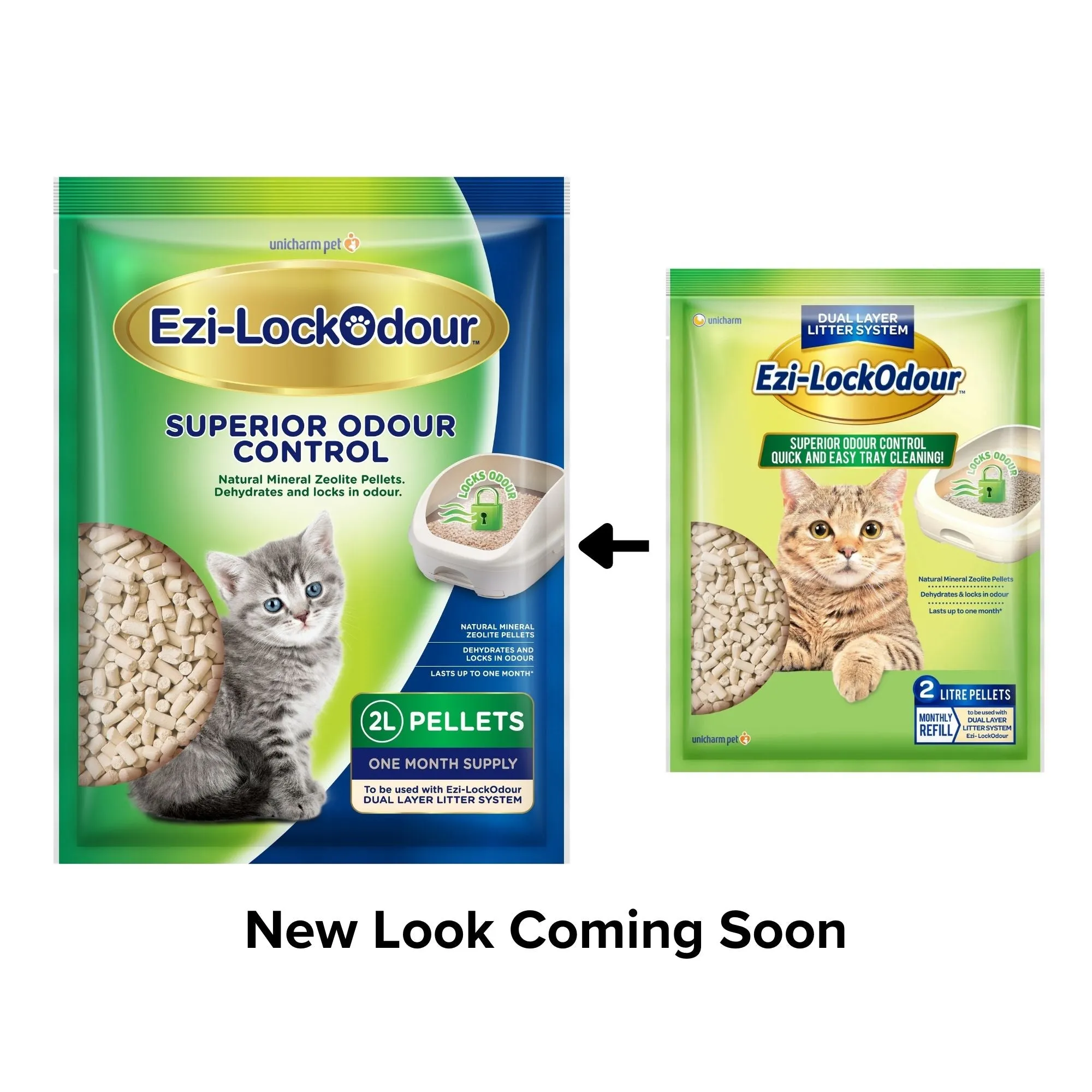 Ezi-LockOdour Dual Layer Cat Litter System Natural Zeolite Cat Litter Pellets 2kg^^^