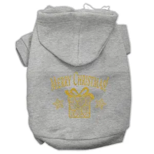 Golden Christmas Present Pet Hoodies Grey Size Med (12)