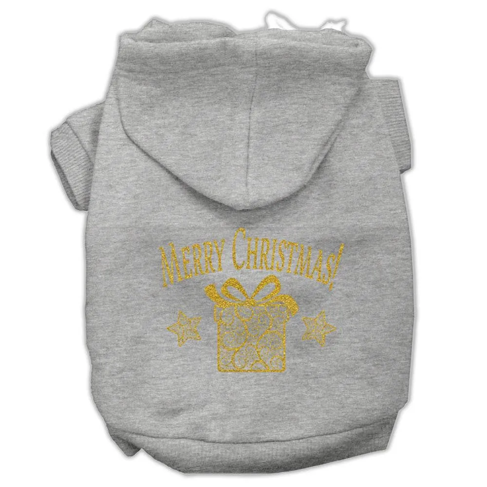 Golden Christmas Present Pet Hoodies Grey Size Med (12)