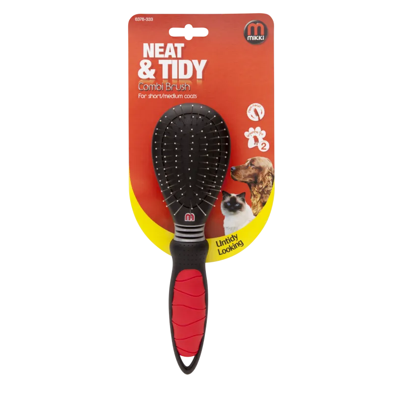 Mikki Combi Dog Grooming Brush - For Short/Medium Coats
