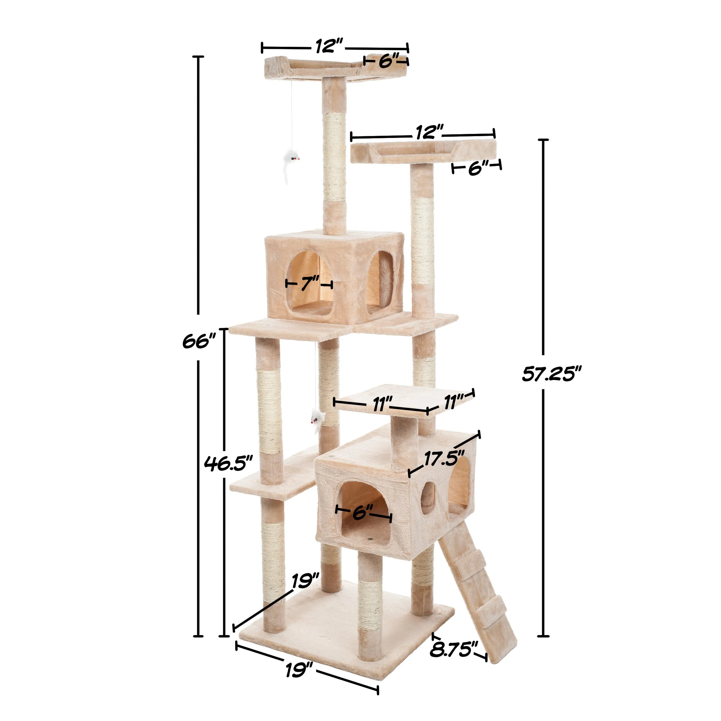 Pet Adobe 5.5FT Cat Tree with Scratch Posts, Beige
