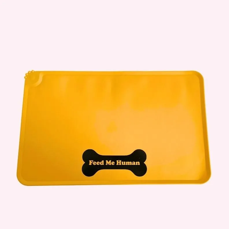 "I Am The Snack" Aqua Dog Food Mat