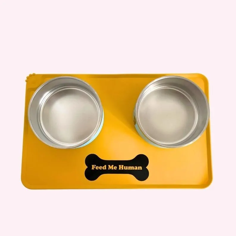 "I Am The Snack" Aqua Dog Food Mat