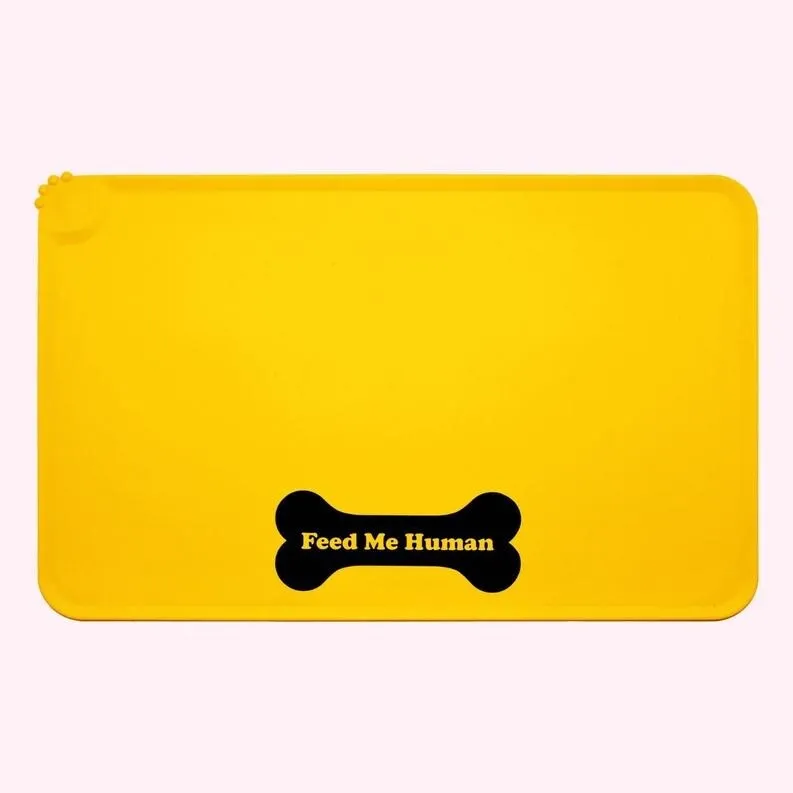 "I Am The Snack" Aqua Dog Food Mat