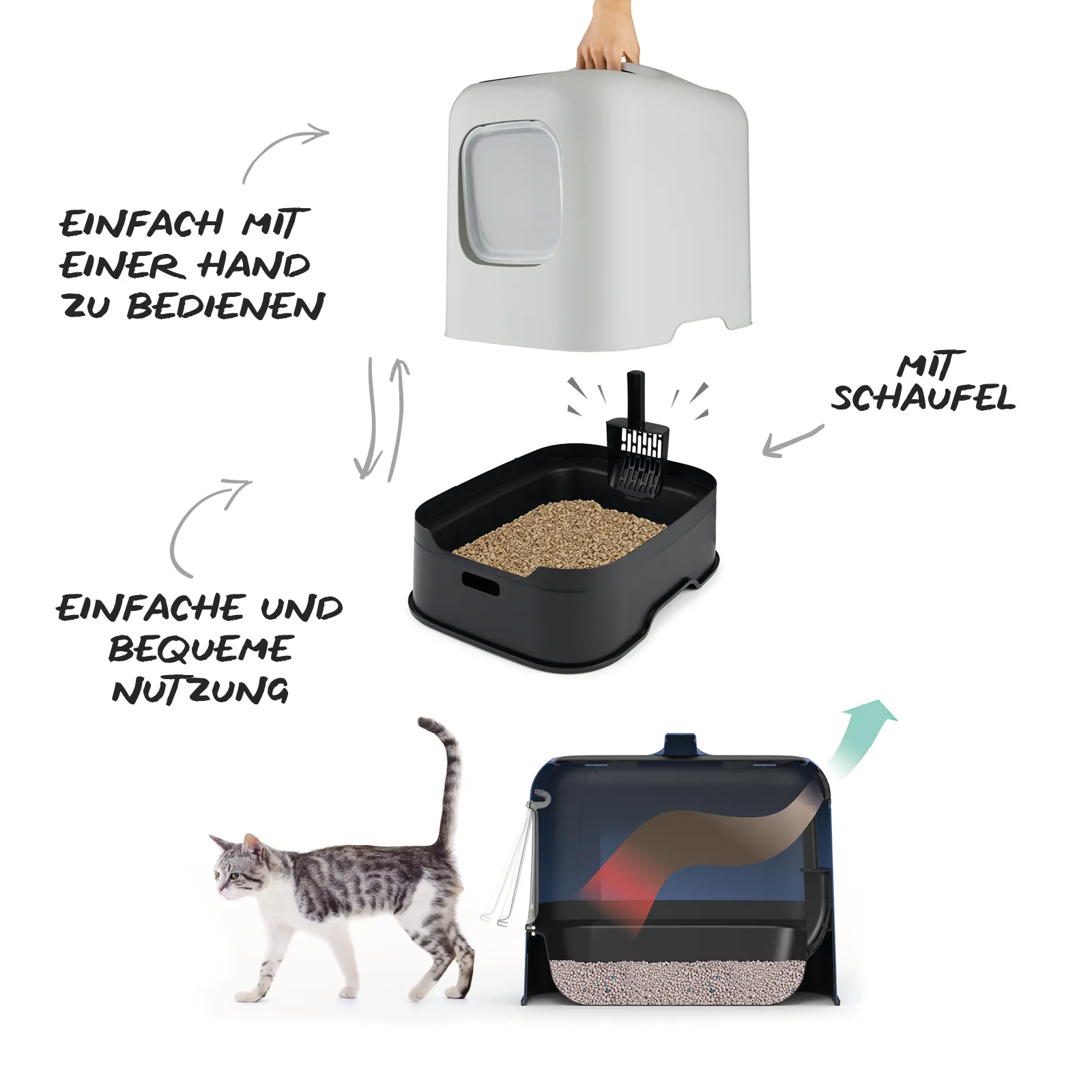 Rotho - BIALA litter box incl. hood   scoop (4005207422) - Cappuccino