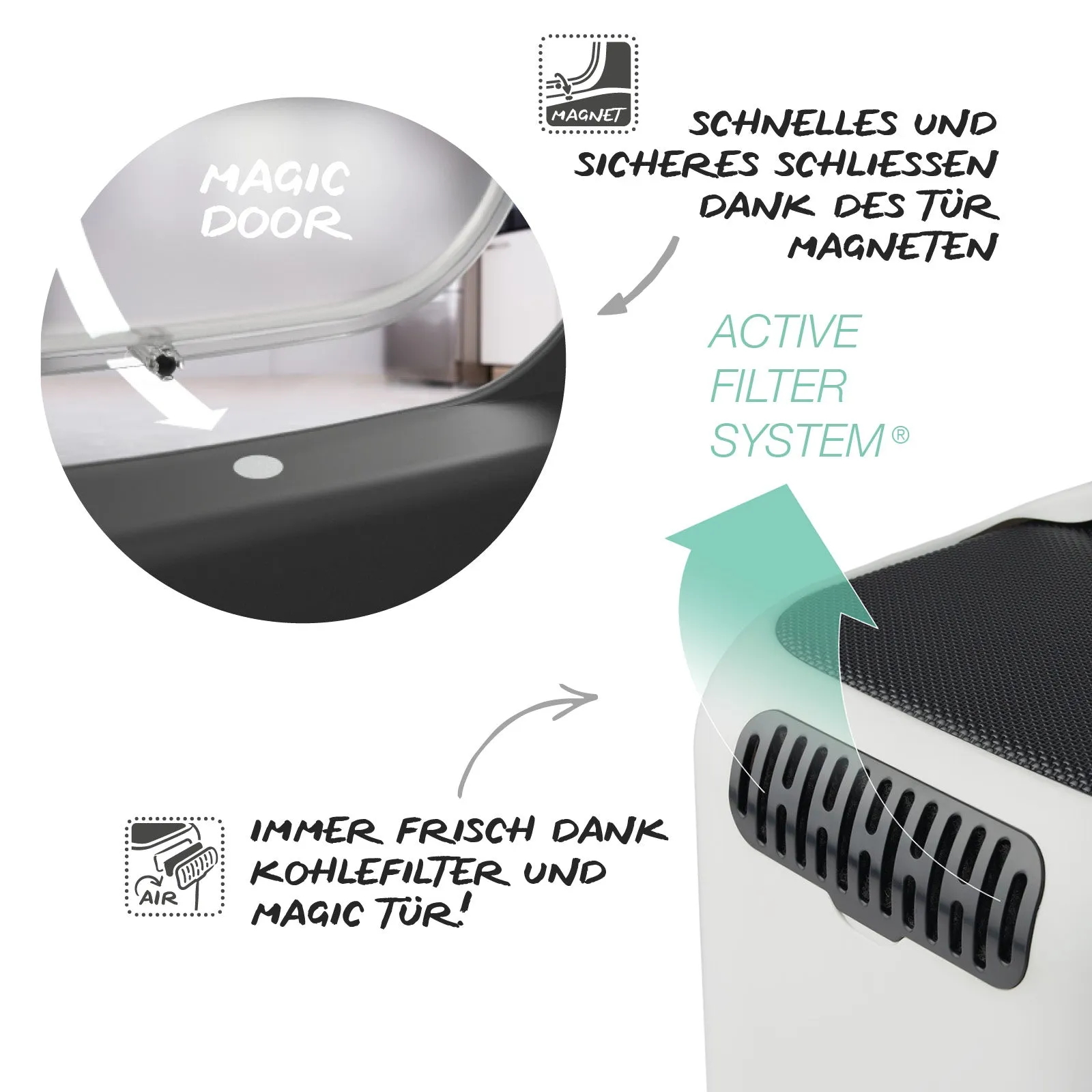 Rotho - BIALA litter box incl. hood   scoop (4005207422) - Cappuccino