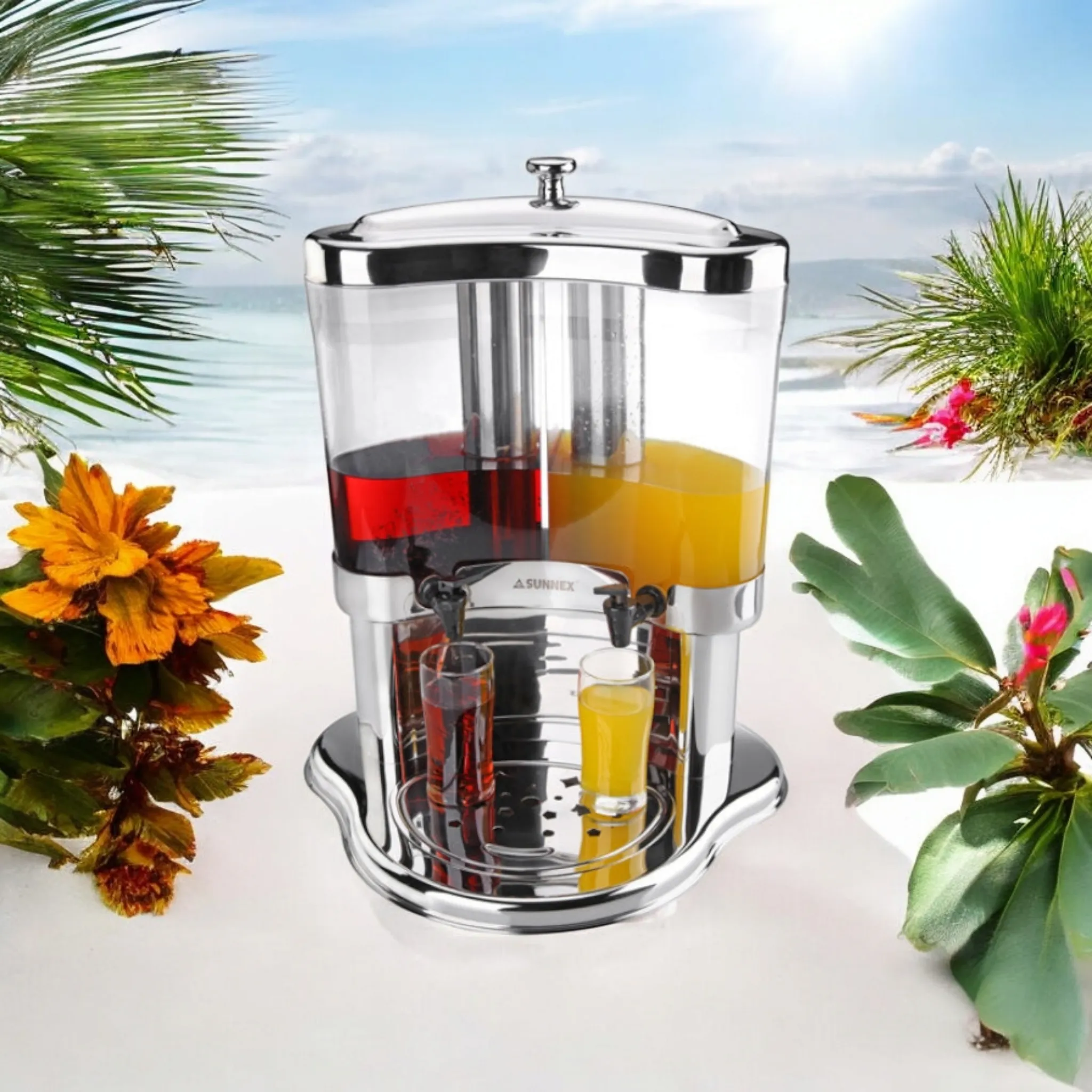 Sunnex Juice Dispenser Twin Half Moon 2x5L X23888