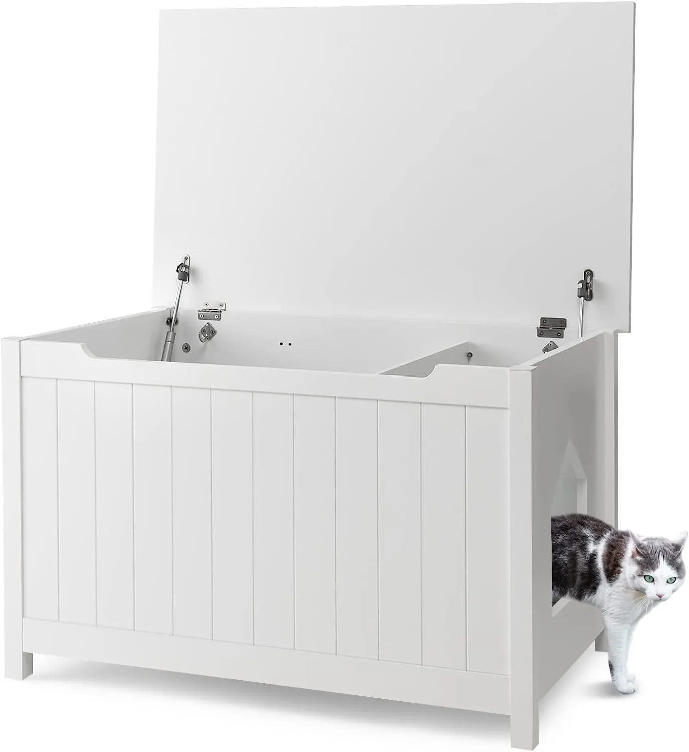 Tangkula Cat Litter Box Enclosure, Flip Top Hidden Cat Washroom with Removable Divider