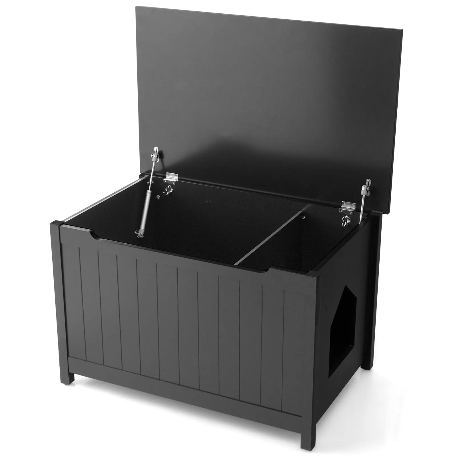 Tangkula Cat Litter Box Enclosure, Flip Top Hidden Cat Washroom with Removable Divider