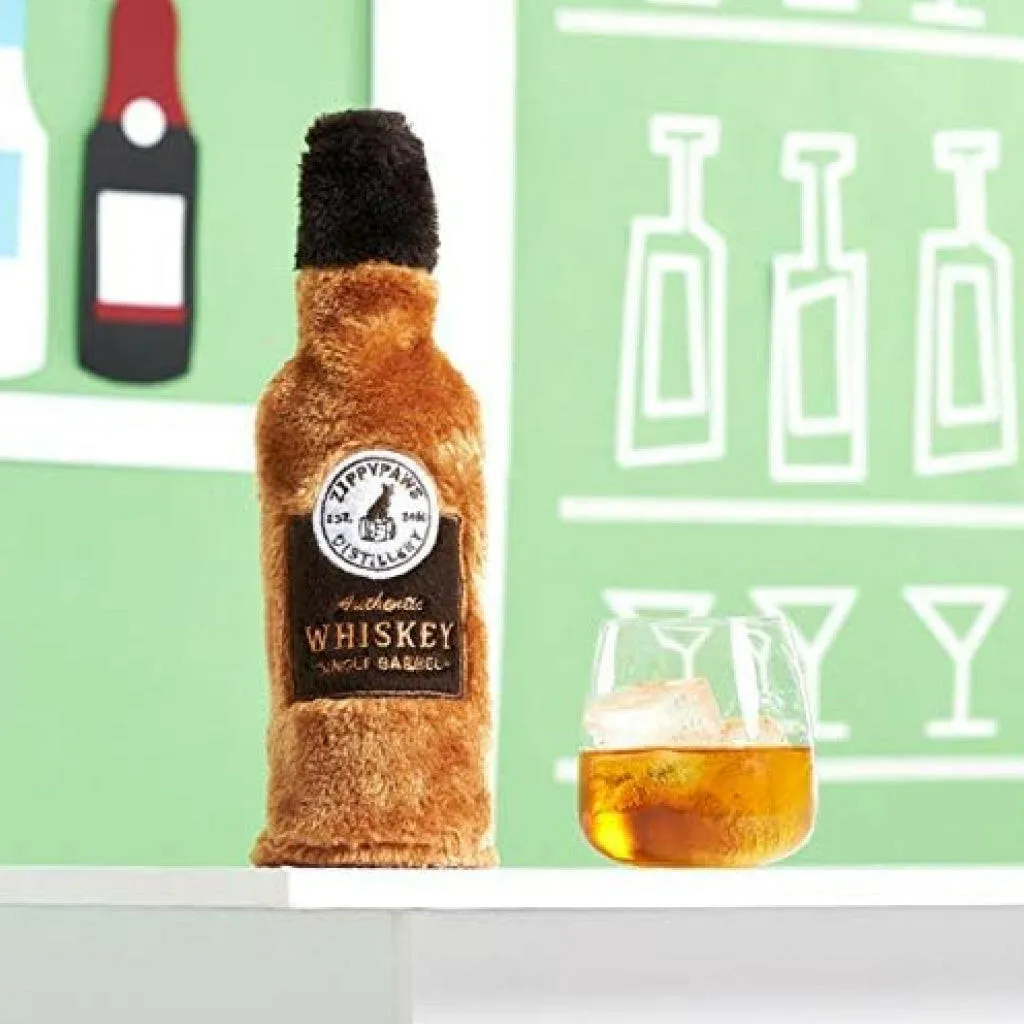 Zippy Paws Happy Hour Crusherz Bottle Themed Crunchy Water Bottle Whiskey